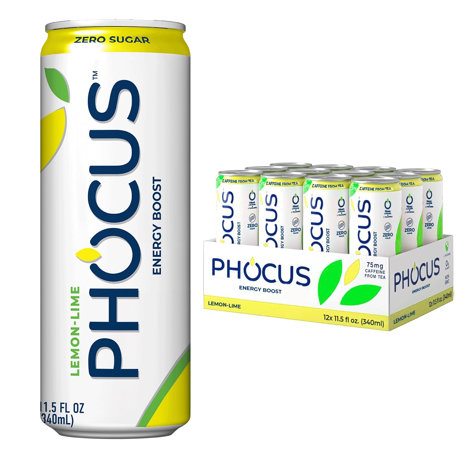 Amazon.com : PHOCUS Caffeinated Sparkling Water, Lemon Lime, 75mg